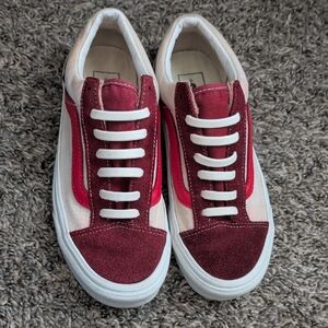 Vans Burgundy and White Sneakers